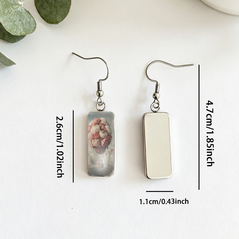 Handmade Peony Flower Hot Air Balloon Dangle Earrings