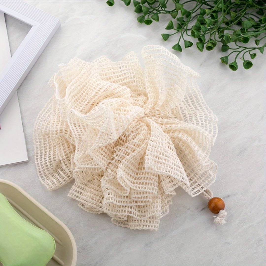 TEMU Bathing Flower Foaming Sponge Bubble For Body Exfoliating Nature Mesh Ball Body Wash Light Beige Cleaner Bath Tools