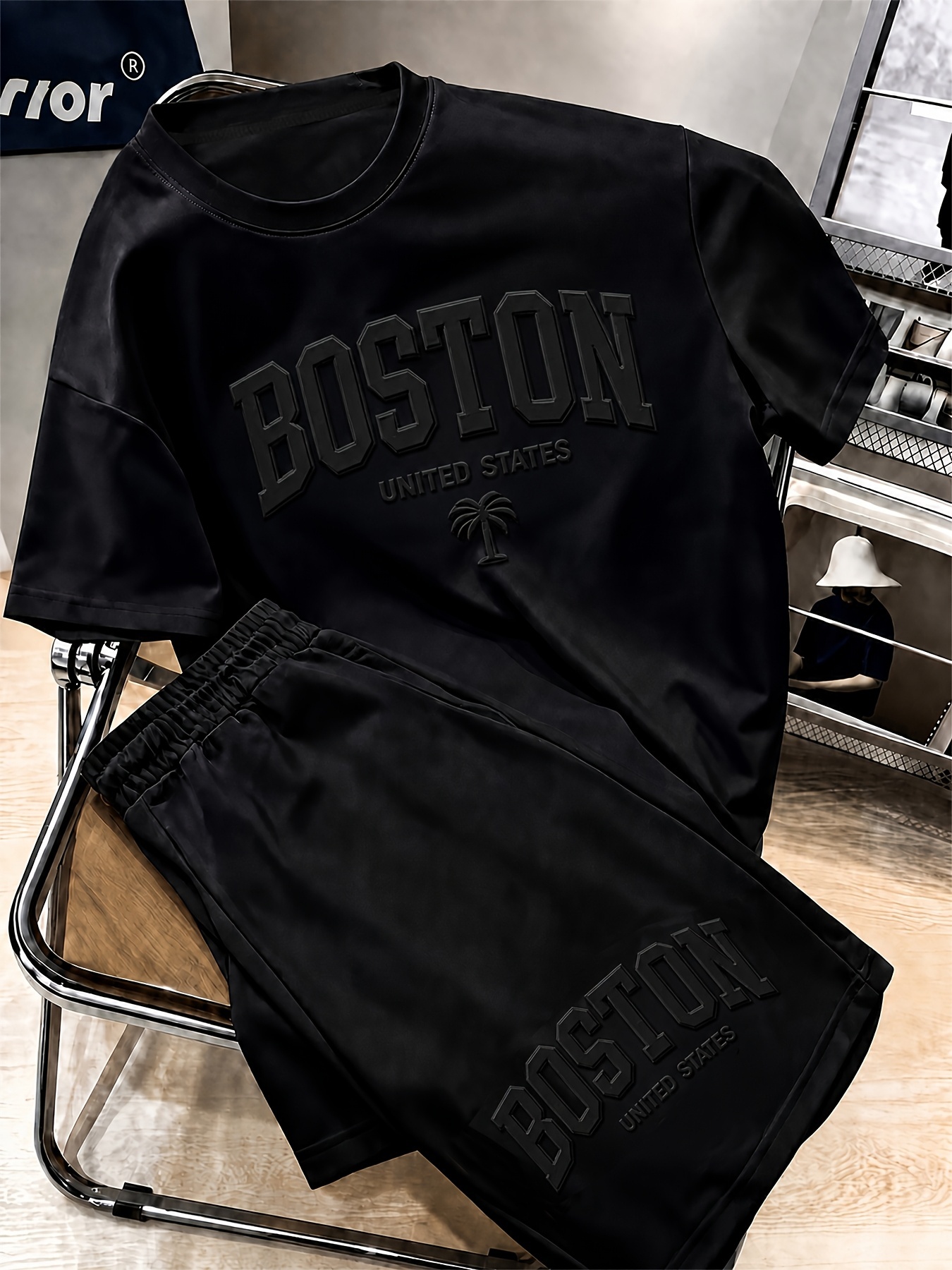 imagen del artículo conjunto de 2 piezas de camiseta y pantalones cortos para niño, ropa deportiva casual cómoda y transpirable con estampado, ideal para actividades al aire libre,   para   y verano para jóvenes