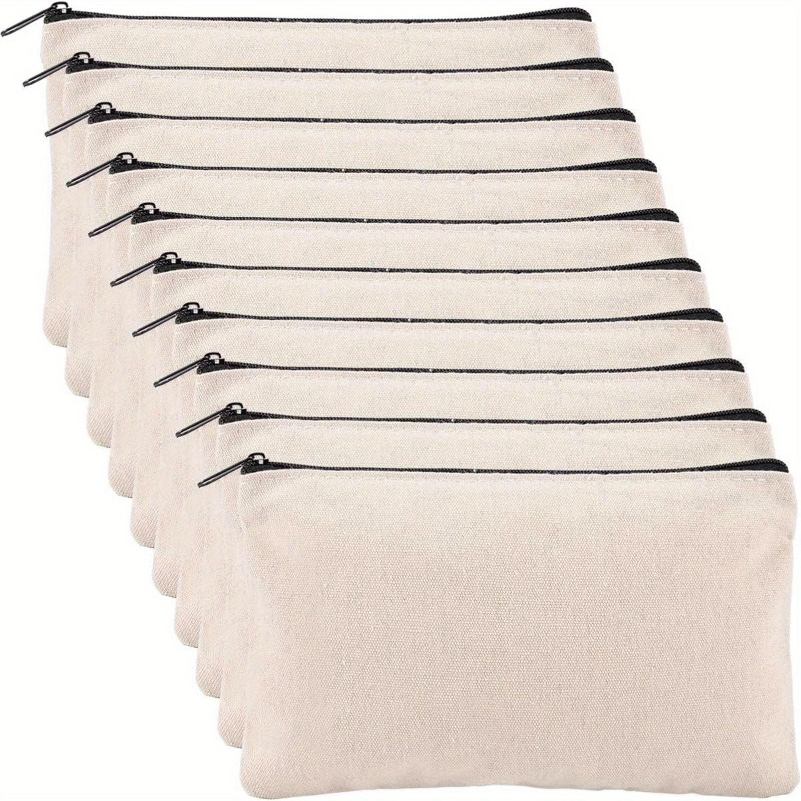 TEMU 80pcs Pack Blank Diy Zippered Bags Suitable For Xmas Gifts, Travel Toiletry Pouch, Makeup & Pencil Case - Blank Craft Bags With Zipper Closure,,