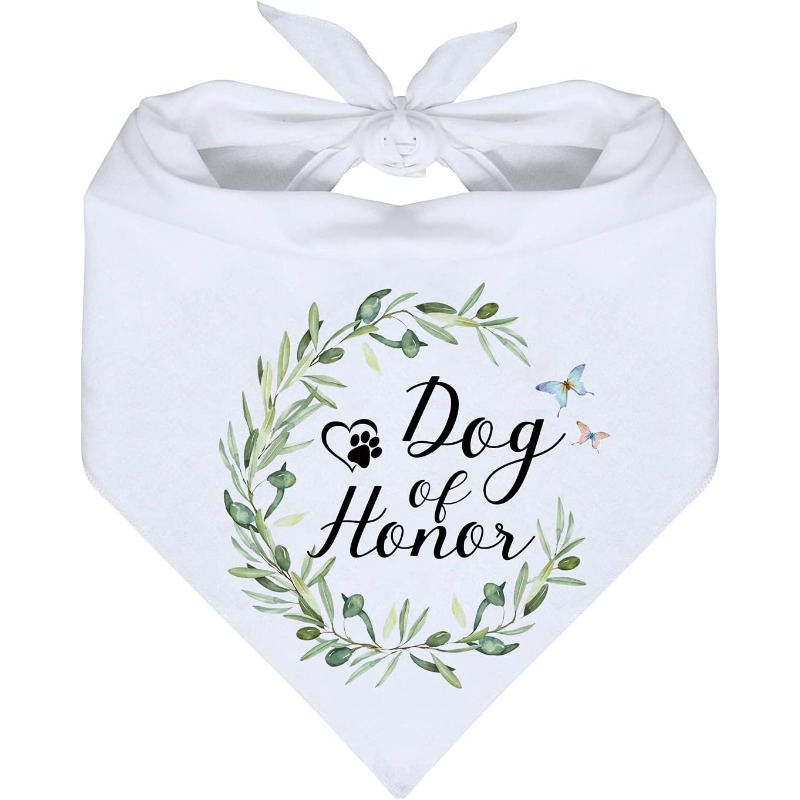 TEMU 1pc "dog Of Honor" Pet Scarf Bandana Bib Suitable For Wedding Bibs, Engagement Photo Props, Wedding Announcement Accessories For Small/medium