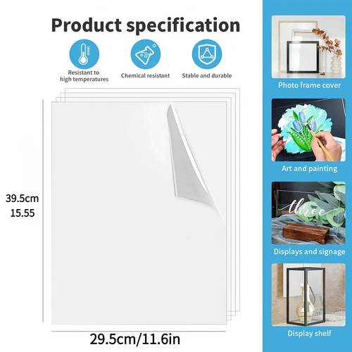 Transparent Pet/DIY Acrylic Panels, Transparent Flexible Plastic Film, in Large Sizes, Offered Options, to Any Size . Suitable for Arts and Crafts, Transparent Plastic Film, Photo Frames, Artworks