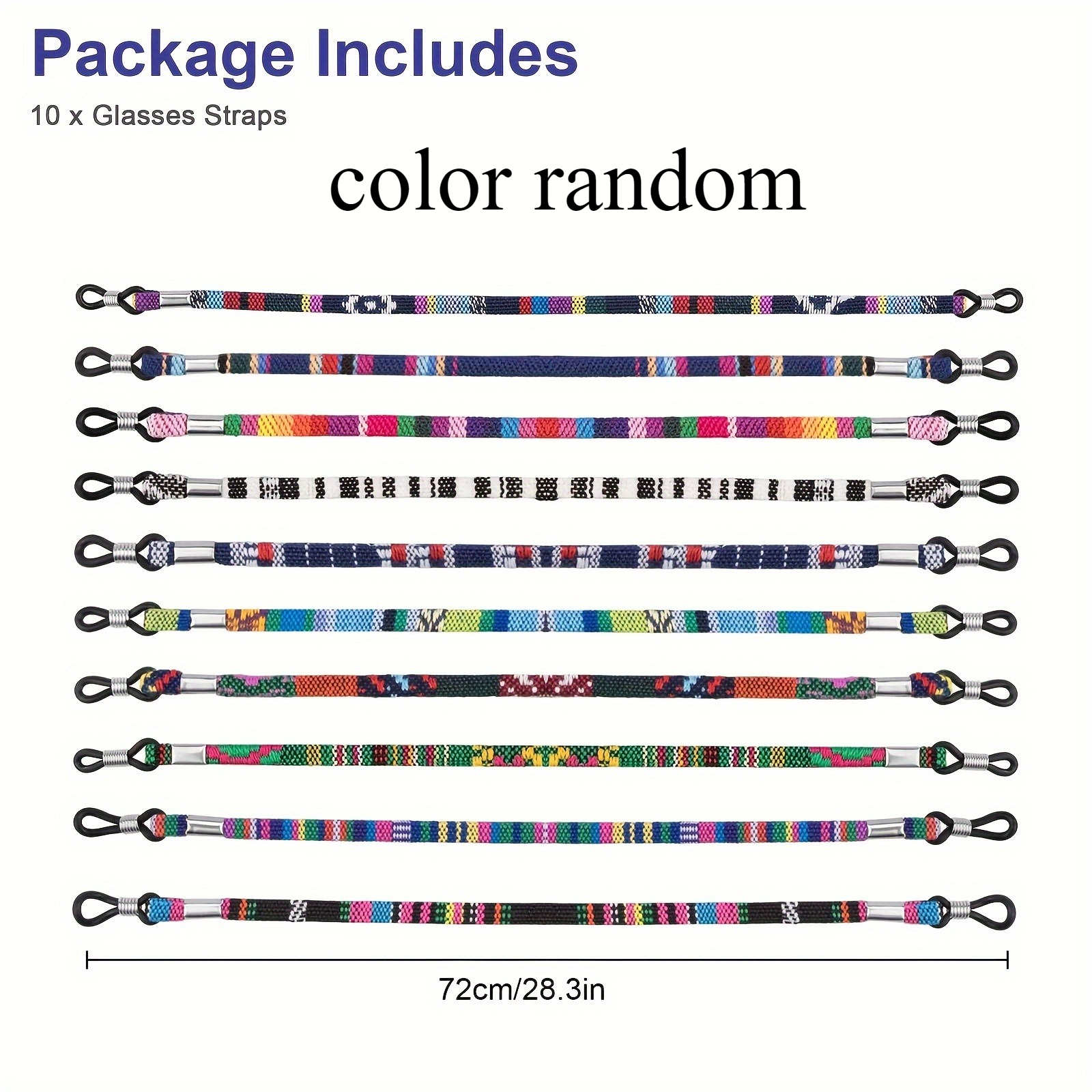 TEMU Lot de 10 attaches pour lunettes, lanière flexible pour fixer , corde antidérapante adaptée à un usage - Couleur aléatoire