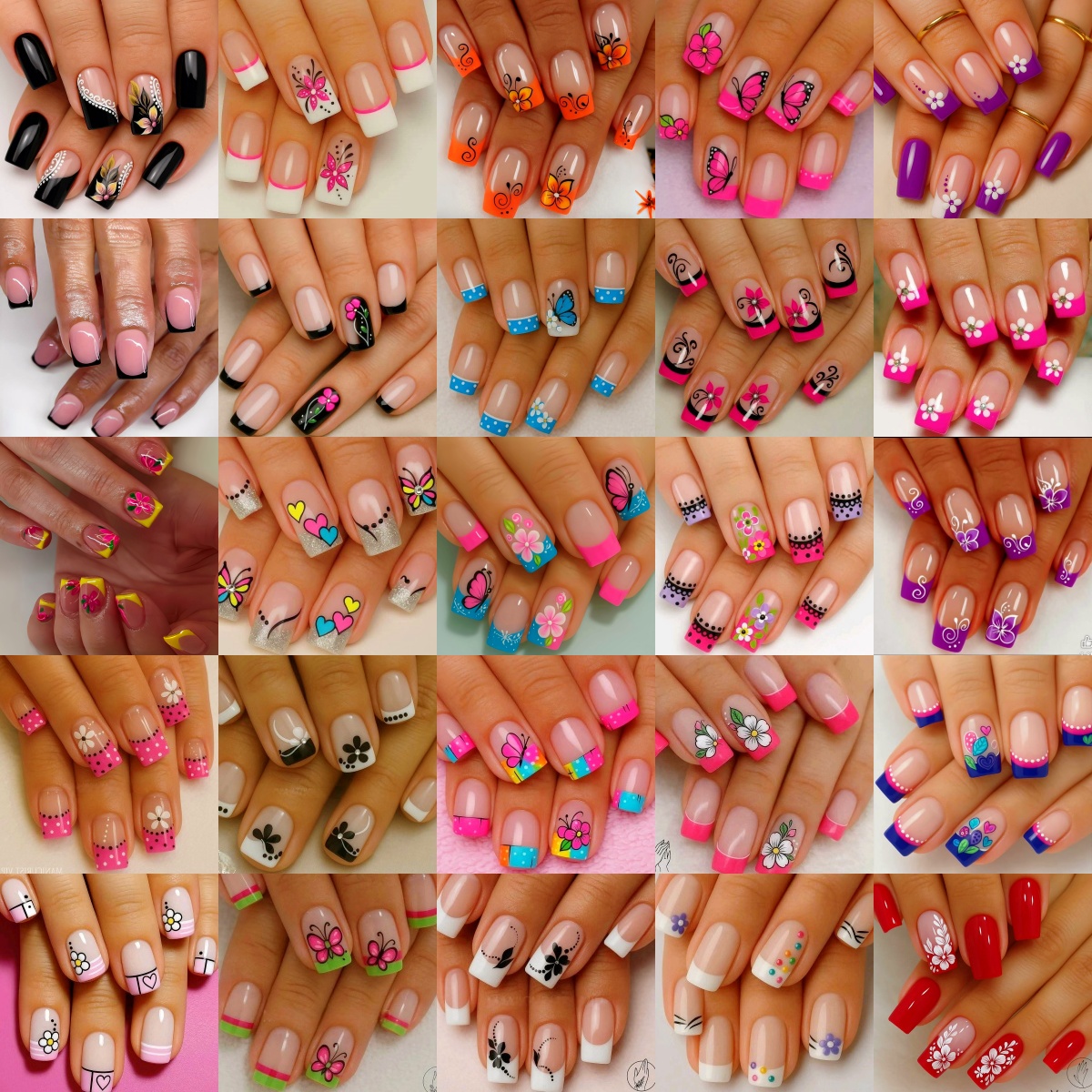 TEMU 96pcs Colourful Flower Dyed Striped Nail, Detachable Fake Nails, Pressure Nail, Medium And Long Square Nail, New Year's Spring And Summer ,