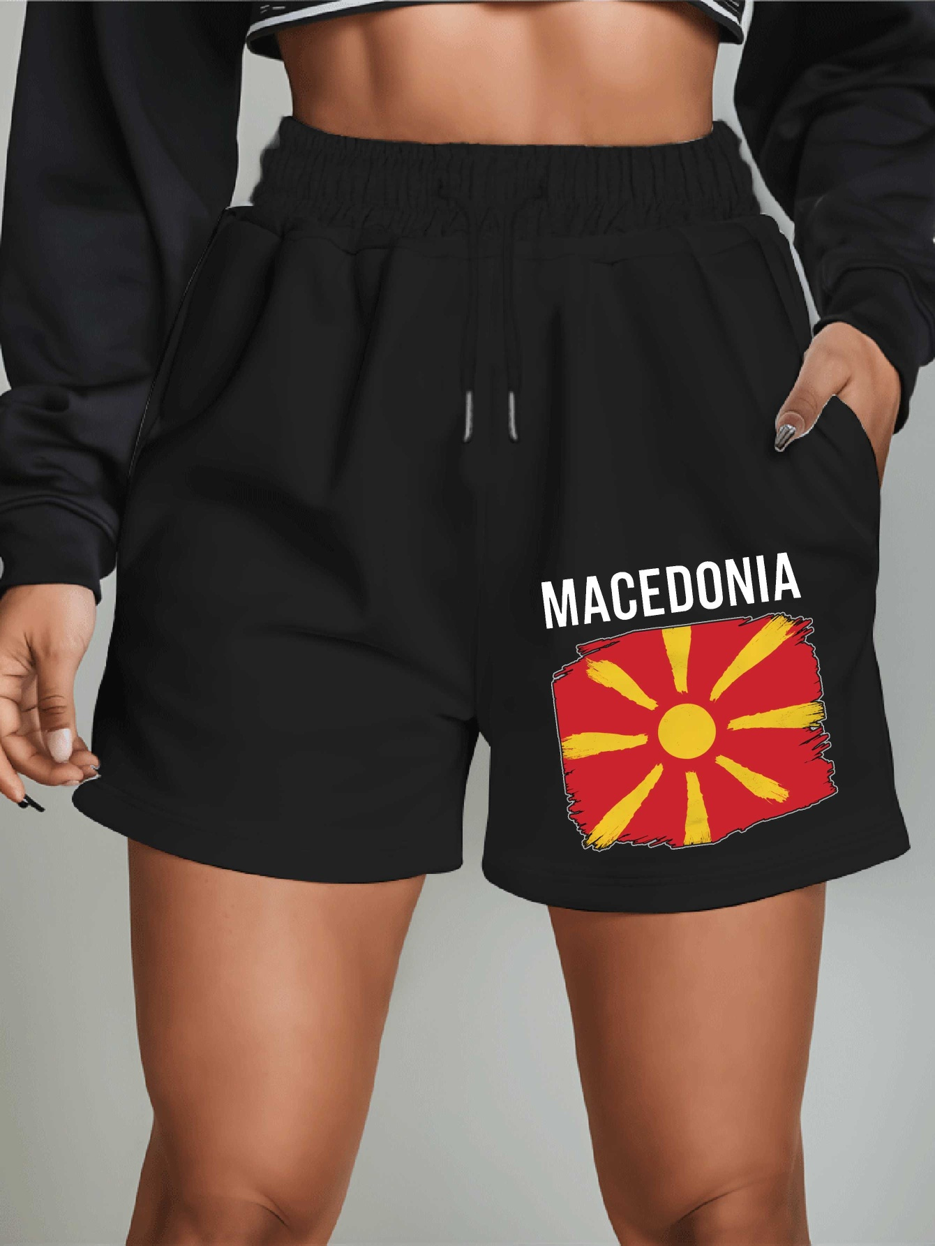 женски летни шорцеви со дизајн на знамето на   - лесни, провидливи средно долги плажни шорци за надворешна и секојдневна облека, модерни, прилагодлив појас, стилски и удобни материјали детали 0