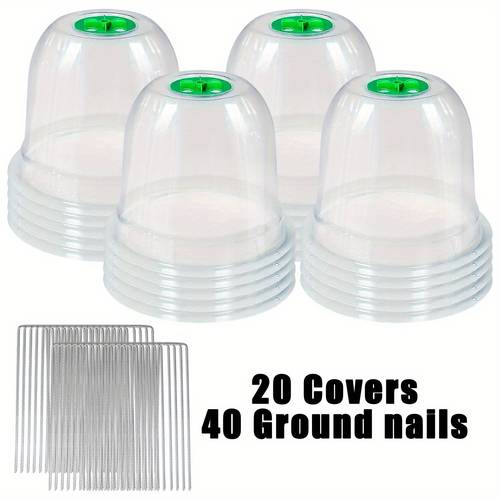 garden cloche clear bell covers freeze protection humidity domes plastic dome with ground securing pegs for plants seed starting greenhouse