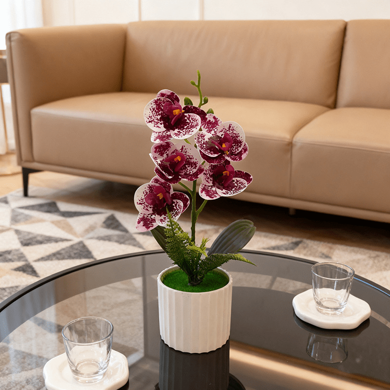 36CM Elegant and Beautiful Artificial Butterfly Orchid Potted Plant | Realistic and Unique Flowers, Includes Flowerpot, Suitable for Wedding and Engagement Decoration, Indoor Garden Center Decor, Bedroom, Study Desktop, Kitchen, Living Room Decor