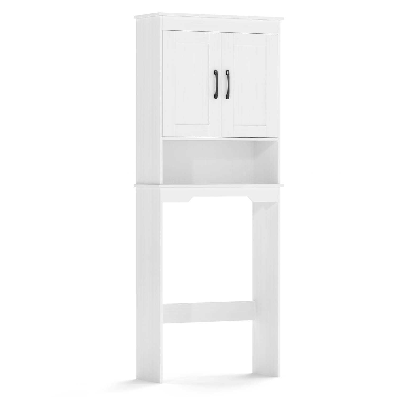 Image of Over The Toilet Storage Cabinet, H Freestanding Bathroom Organizer With 2 Doors And Adjustable Shelf, Above Toilet Space Saver For Bathroom, Washroom, Laundry Room, White