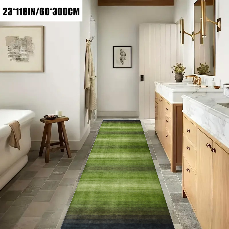 TEMU [ Imitation Cashmere 800g/sqm] 1pc Easy Gradient Green Long Strip Rug, Suitable For Bedroom, Coffee Shop, Hotel, Villa, Banquet Hall, Outdoor