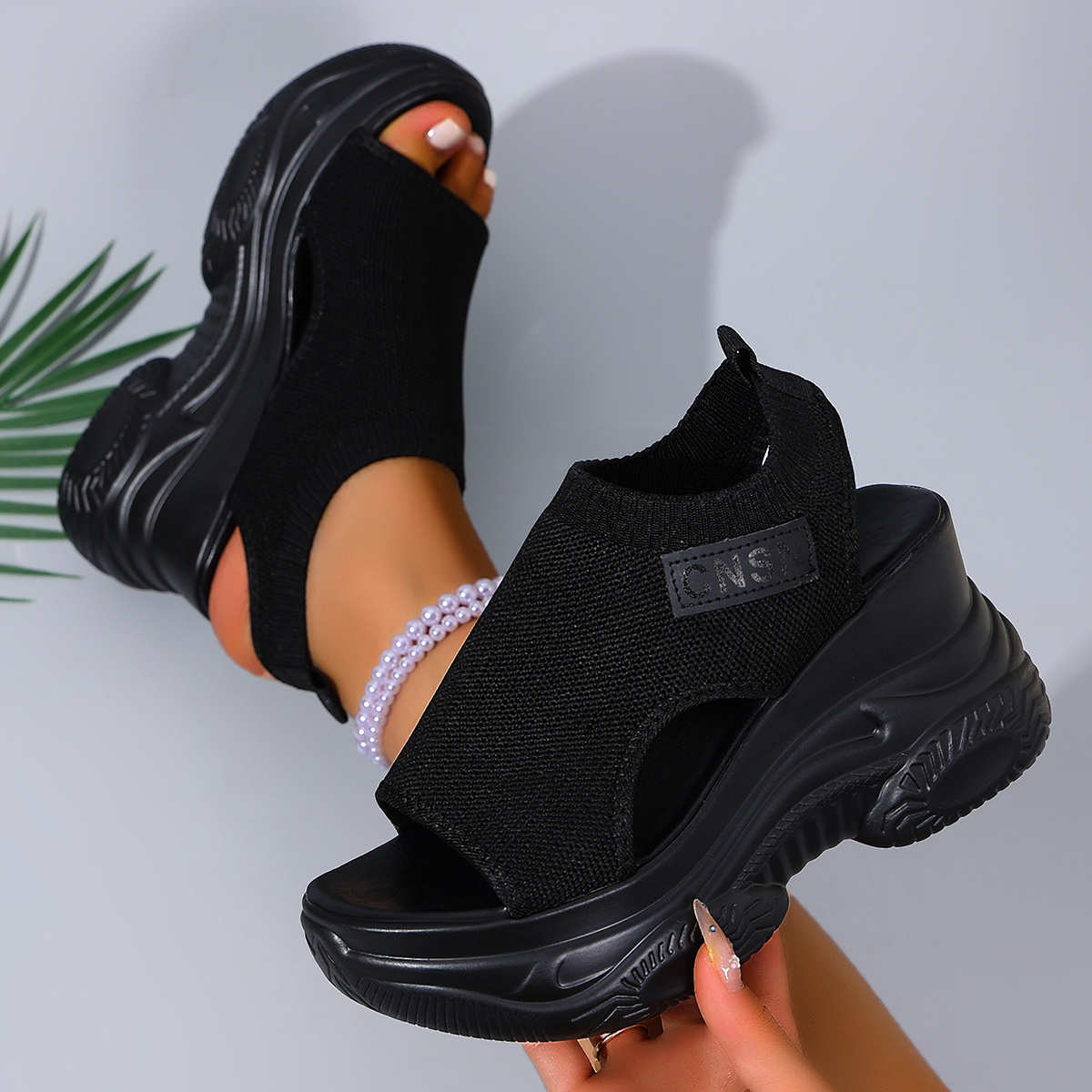 TEMU Dames Sandalen, Hoge Hakken, Nieuwe Mode Zomer Dames Ademende Comfortabele Elegante Sandalen, Hoogte Verhogende Dikke Mesh Sandalen, Dames