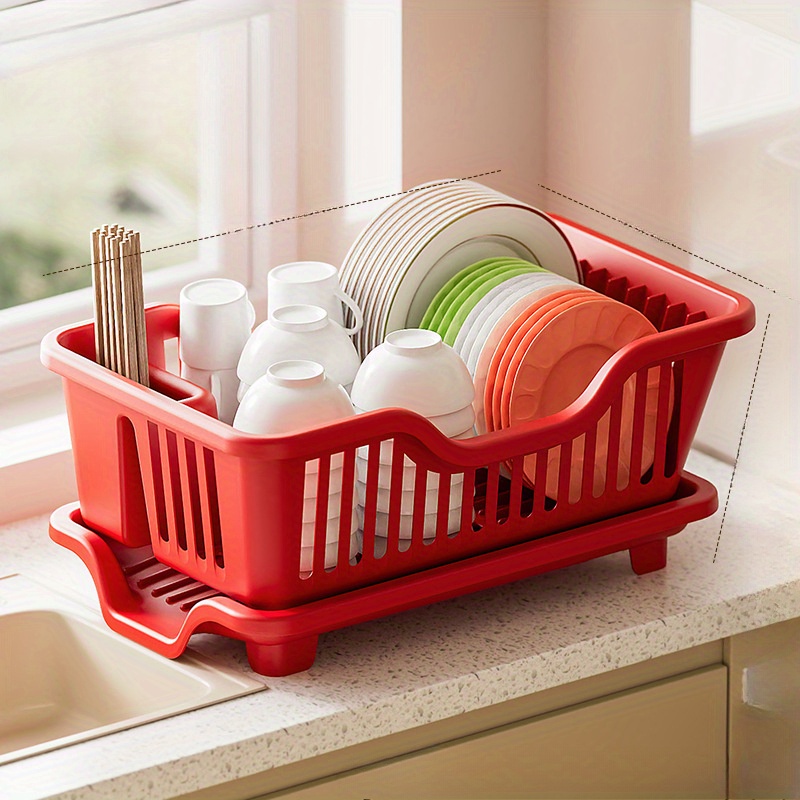 plastic dish rack utensil holder space saving kitchen Temu Pakistan