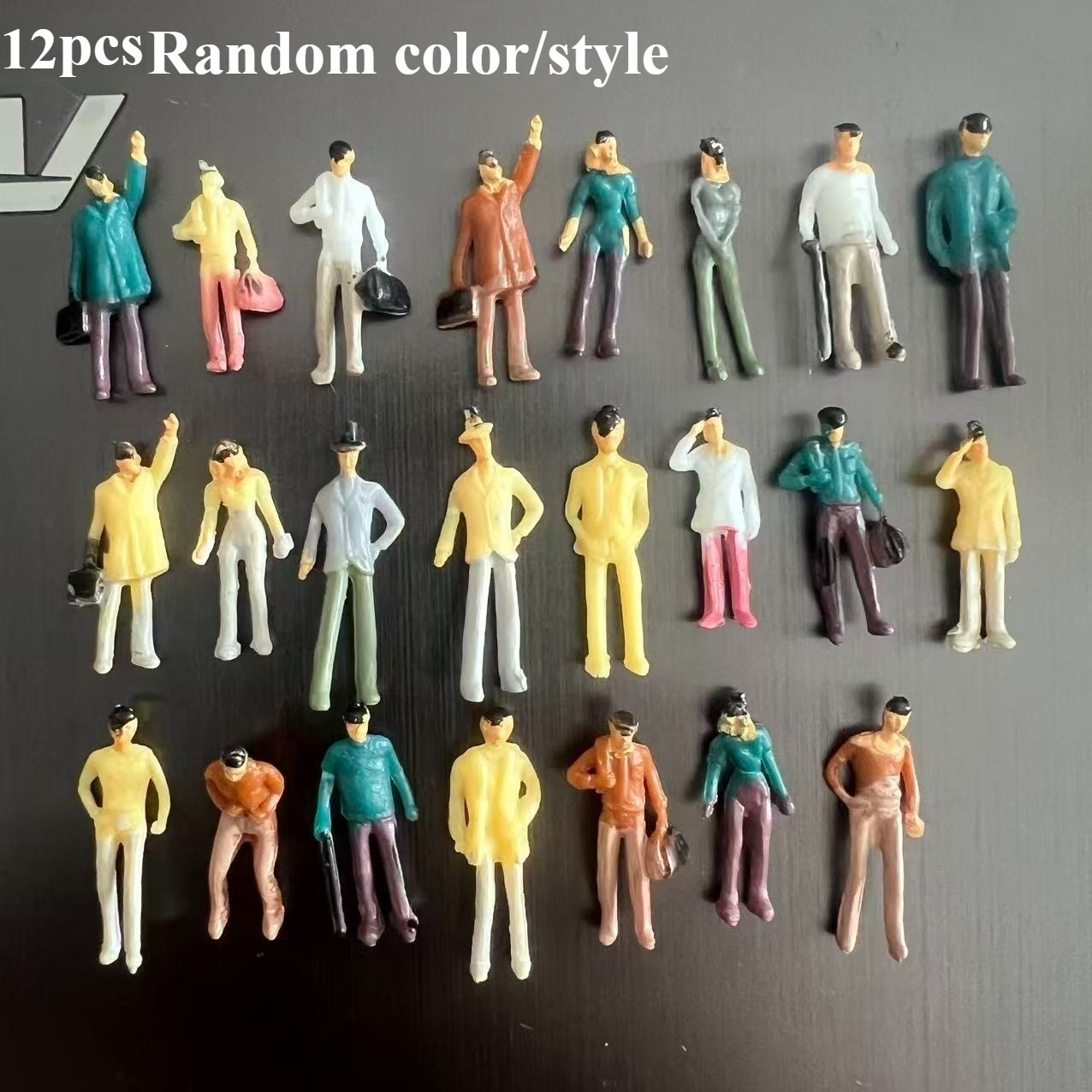 TEMU 12pcs Random Color/style Mix Ho Scale Miniature People Figures, 1:75 Model Train Scenery Decor, " Mini Human Models For Layout