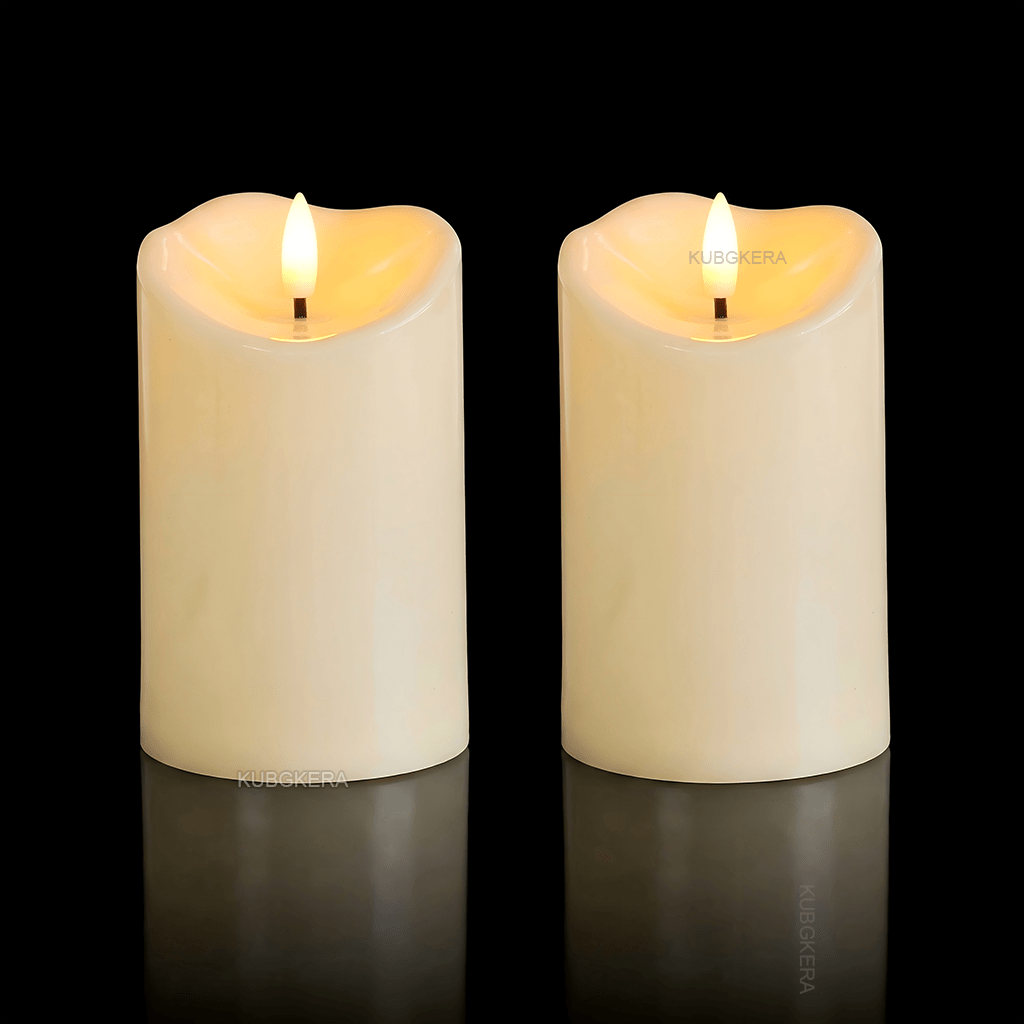 TEMU Paquete de 2 velas LED parpadeantes sin llama, velas realistas a pilas, ideales para decoraciones navideñas, San Valentín, Halloween, de mesa, ,