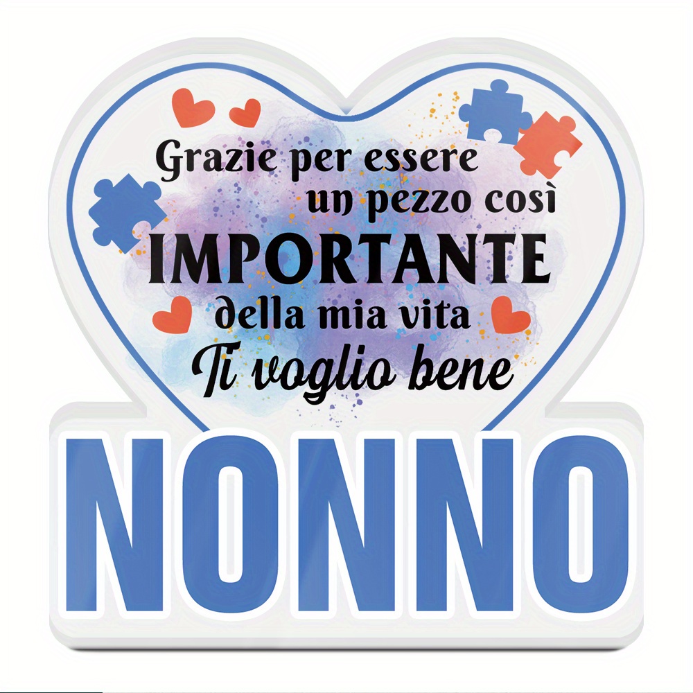 TEMU 2D Flat - [2D Flat] 1pz Insegna Acrilica Italiana | , Ti Ringrazio per della Mia Vita, Ti Amo | Decorazione da Tavolo per Soggiorno in Stile di