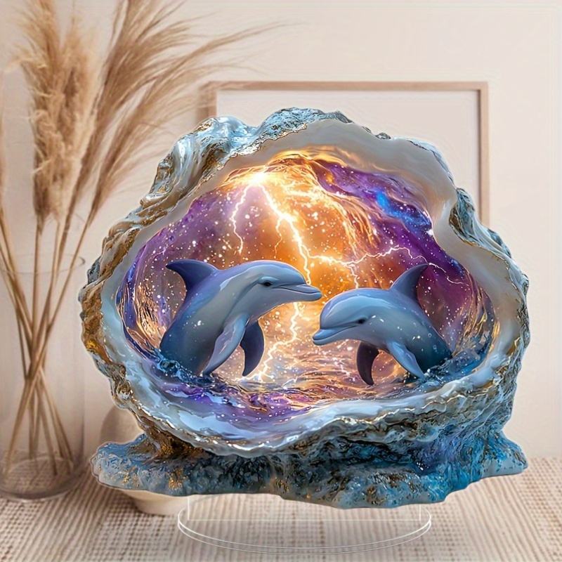 

Acrylic Dolphin Statue - Artistic Ocean-themed Decor, Waterproof & -resistant, , Ideal Easter Gift, Dolphin Decor, Power-free, Room Placement, Decorative , Navigation Theme