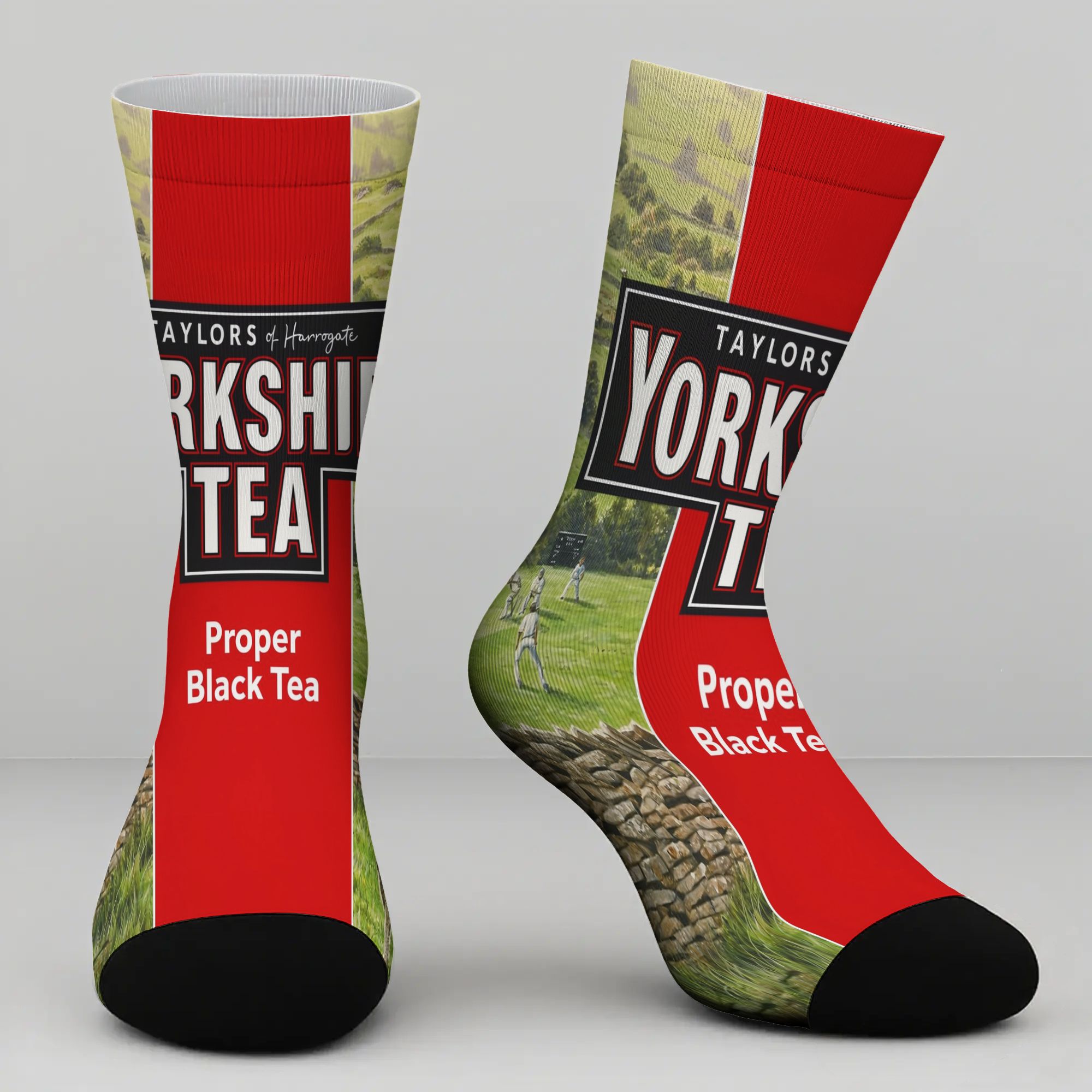 TEMU Yorkshire Tea Tube Socks, Knitted Fabric, Warm And Breathable, Comfortable, Breathable, Soft, And Elastic Socks, Suitable For Cushioning,