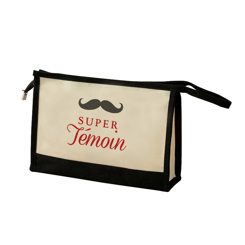 TEMU 1 pièce Trousse de maquillage Super Temoin à motif imprimé français, sac de voyage de rangement pour articles de toilette, cadeau de fête,