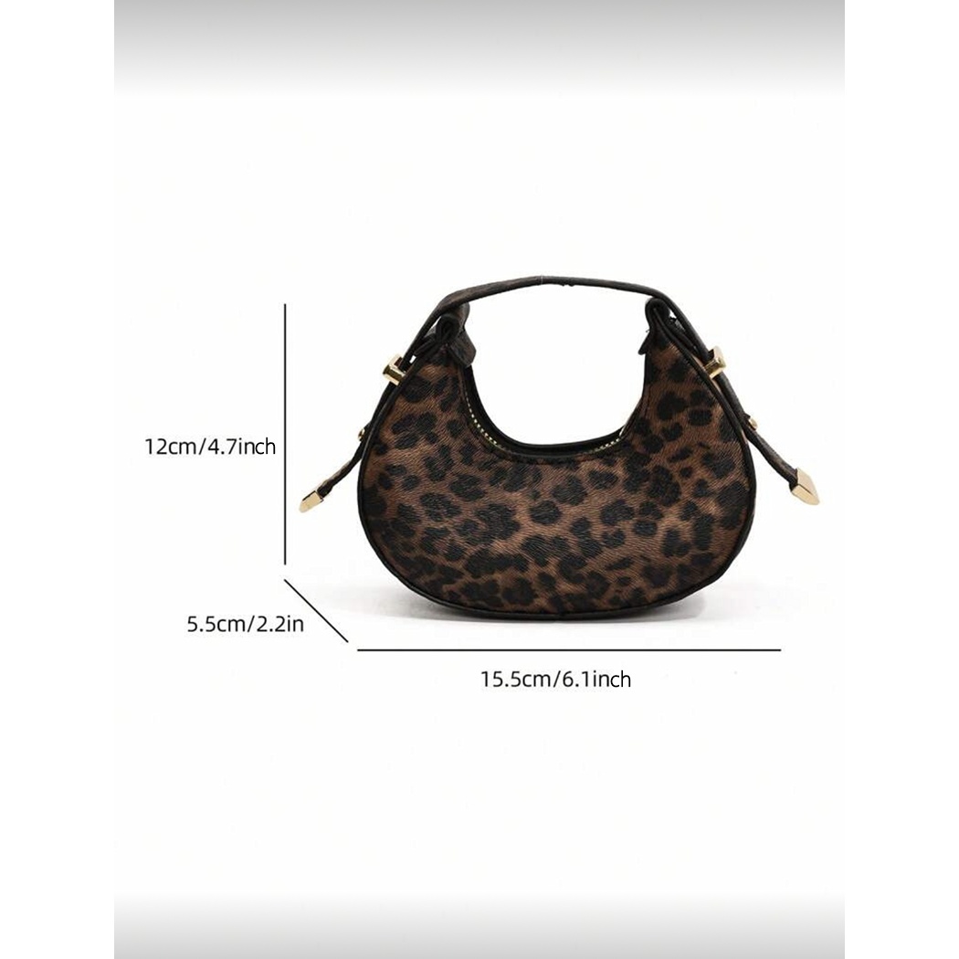 TEMU Autumn Winter New Leopard Half- Handbag, Mini Cute Tiger Print Pattern Women', Lightweight Fashionable Commuter Ladies Small Bag, Women's
