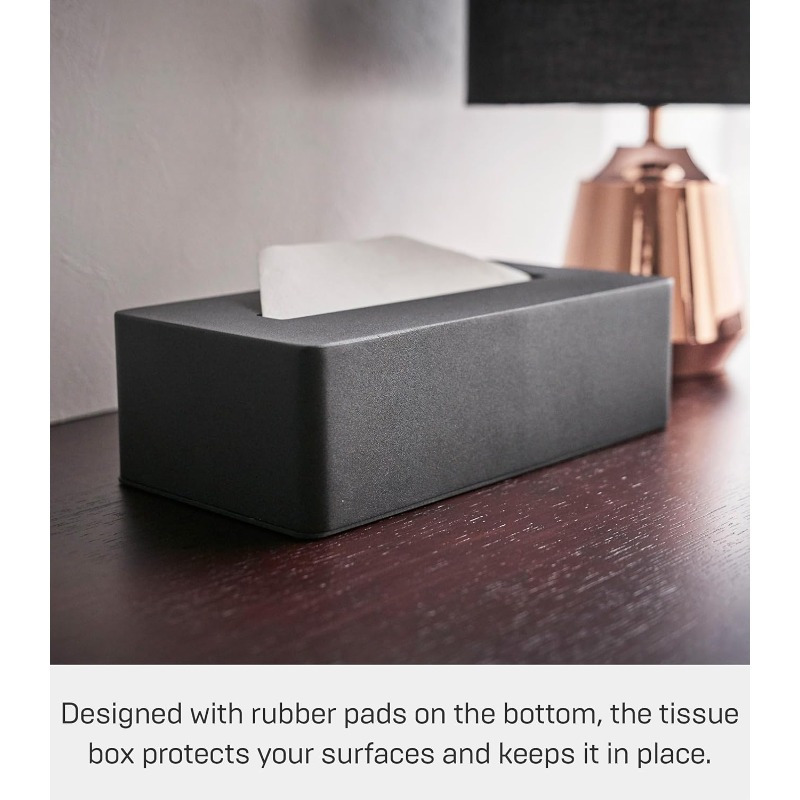 1pc modern rectangular tissue box holder - heavy-duty powder-coated steel storage cabinet with   lid, space-saving design for kitchen, bathroom, bedroom -   options  , fits tissues & small spaces (compatible with tower collection) - durable & easy- , minimalist aesthetic, compact & sturdy structure, sleek black  ,   fits all tissues Product details 4