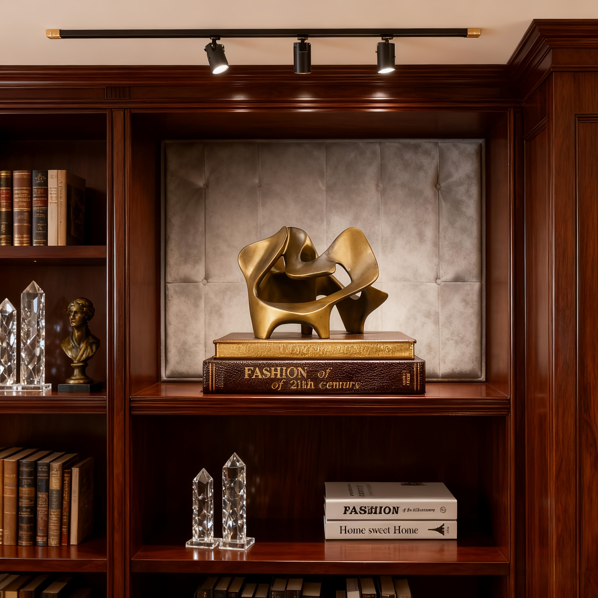 An Abstract Bronze-Colored Resin Wrapped Geometric Statue, Handcrafted for Multifunctional Indoor And Outdoor Decoration, Room Artwork, Minimalist Style Accent, Fine Craftsmanship, Suitable for Living Rooms, Offices