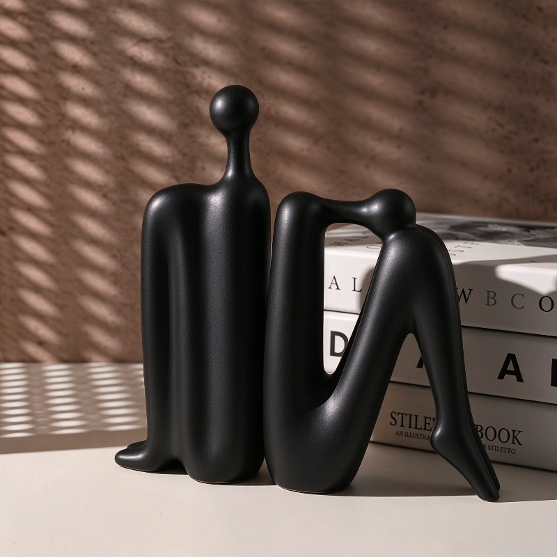 Set of 2 Modern Decorative Bookends, Abstract Human Figure Statues