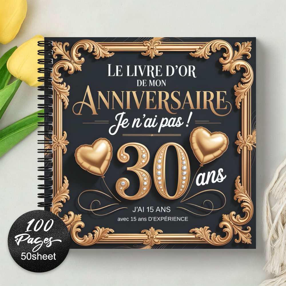 TEMU 1 pièce 'or en langue française pour 30e anniversaire et baptême/mariage/livre - Journal de souvenirs élégant à décor doré avec pages de pour ,
