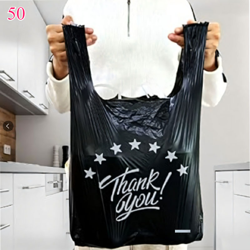 TEMU 50 sacs de courses en plastique à motif , disponibles en 2 tailles : 9.44 X 14.96 et X 18.89 pouces