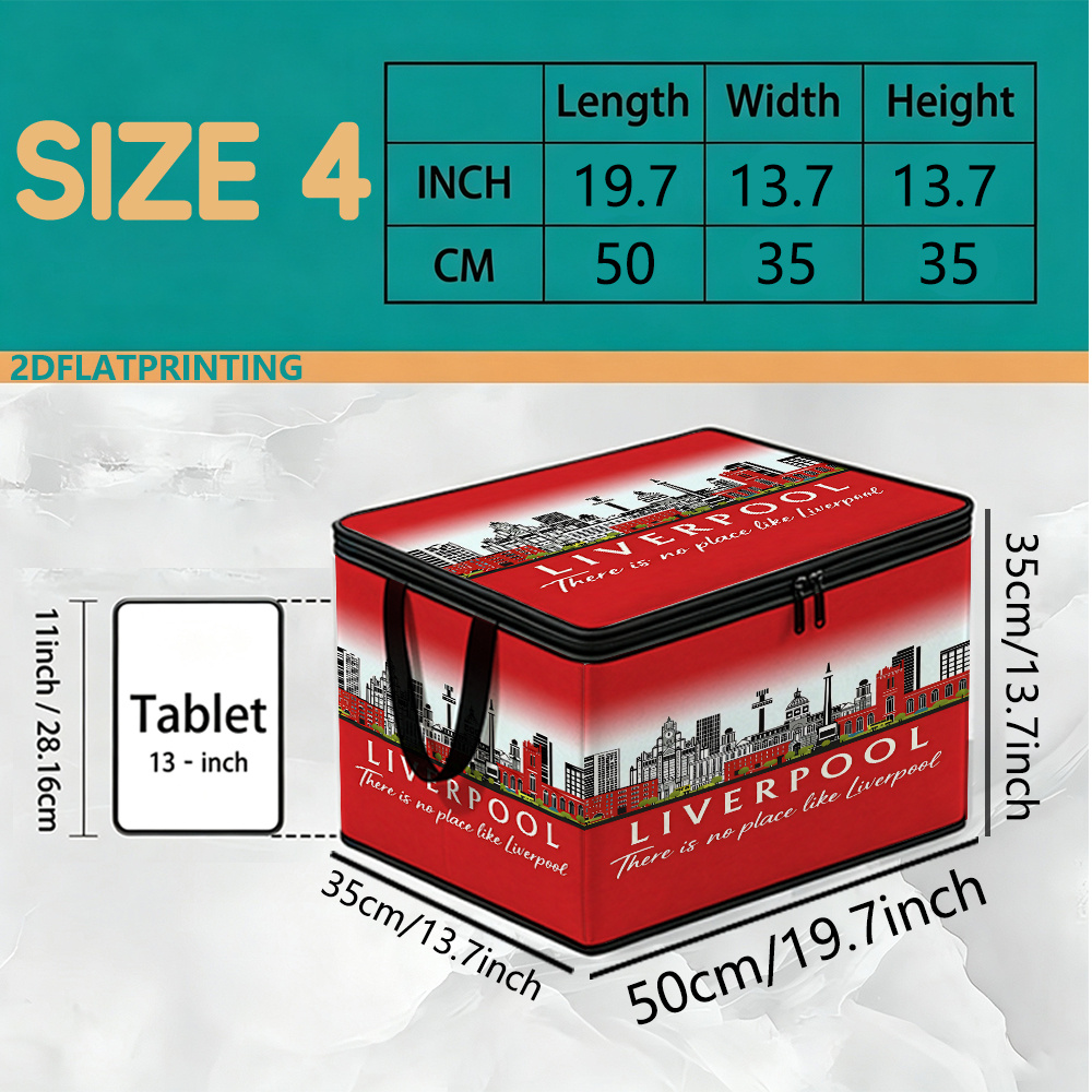 TEMU 1pc Large Foldable City Storage Box With Iconic Landmarks & Carry Handle - Suitable For Wardrobe, Under-bed Organization, Moving, Box, Themed