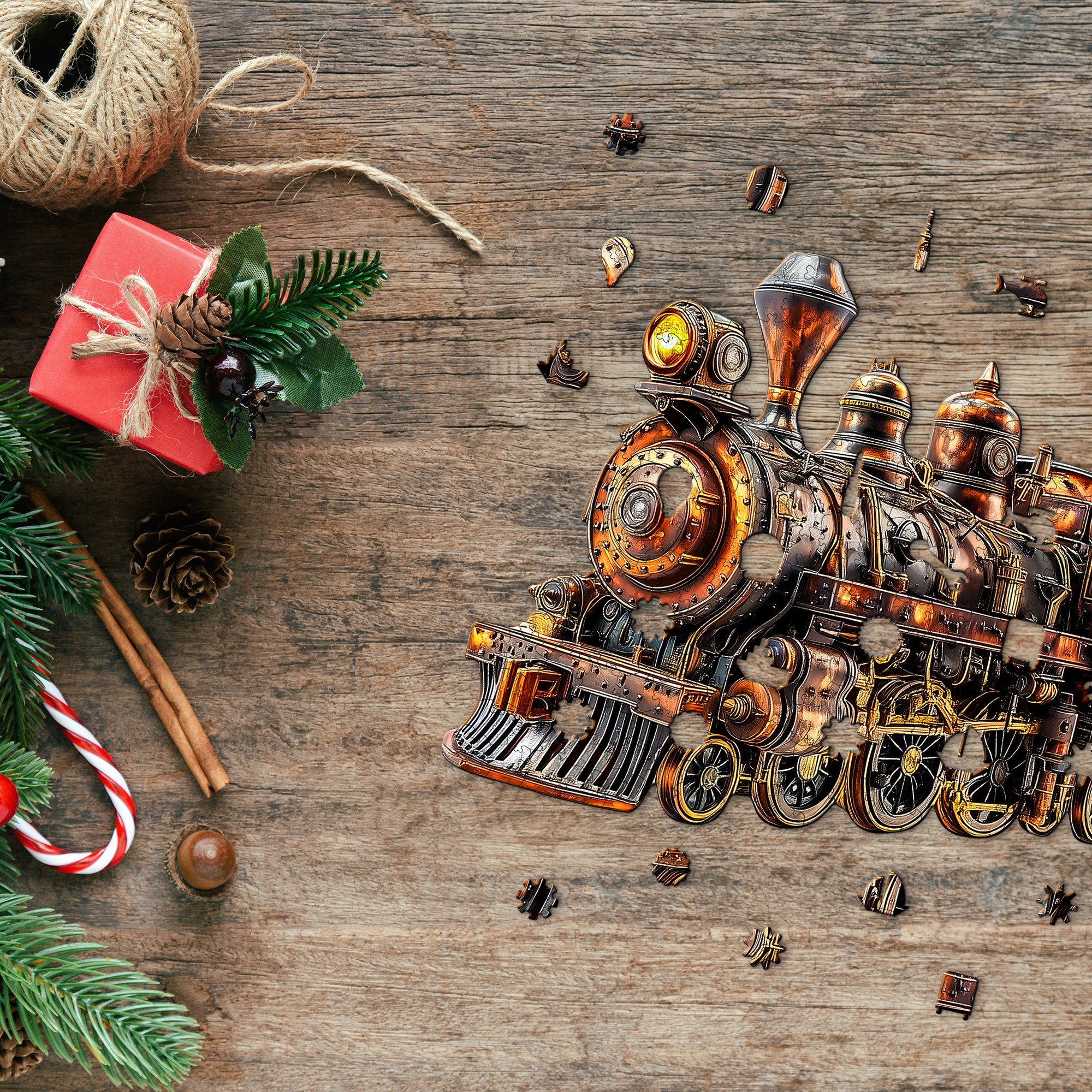 Steampunk Train Wooden Jigsaw Puzzle in Various Sizes