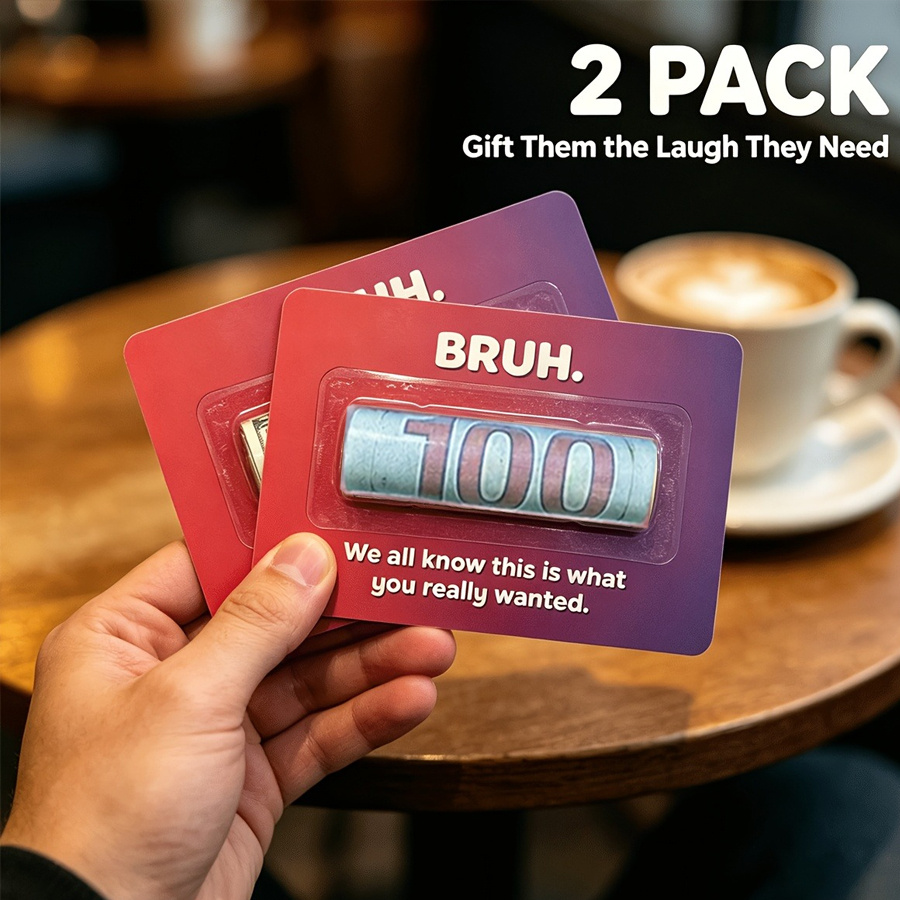 TEMU 2pcs Bruh Gifts, Wallet Gifts, Fun Holiday Cash Cards, Birthday, Holiday, Christmas Cash Gifts