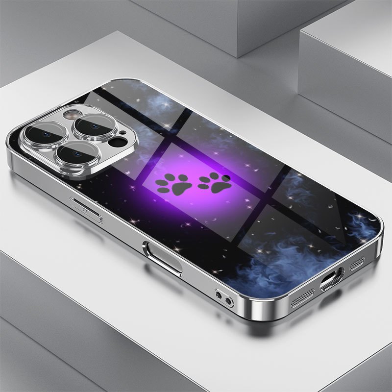 TEMU Phone Case: Wind Starry Glow Cat Paw Pattern Electroplated Phone Case With Lens Protection For Iphone 16/16 Pro/16 Pro Max/16 Plus/16e/ Plus/15
