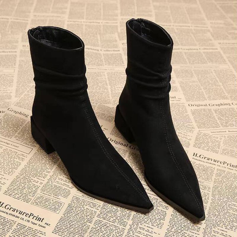 TEMU 8 Sizes , Women's Ankle Boots And Short Boots, Back Zipper Pointed Toe Short Boots, Vintage Women's Shoes, 2025 New Women's Shoes, A Gift For