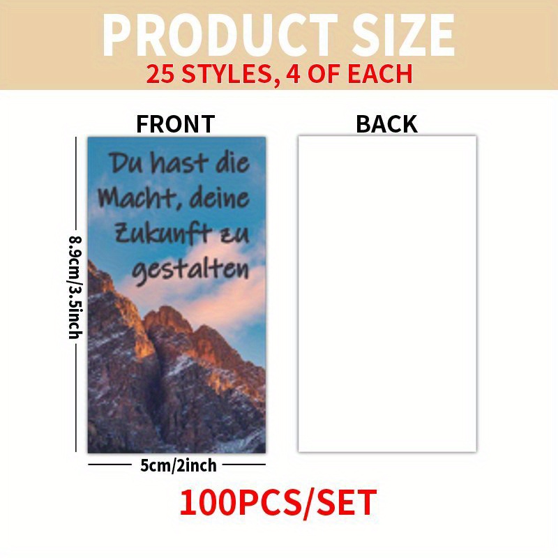 Image of 100pcs Cards Set - German Natural Scenic Inspirational Quote Cards For , Family, Back-to-school, Mother's Day Father's Day, Easter Gift