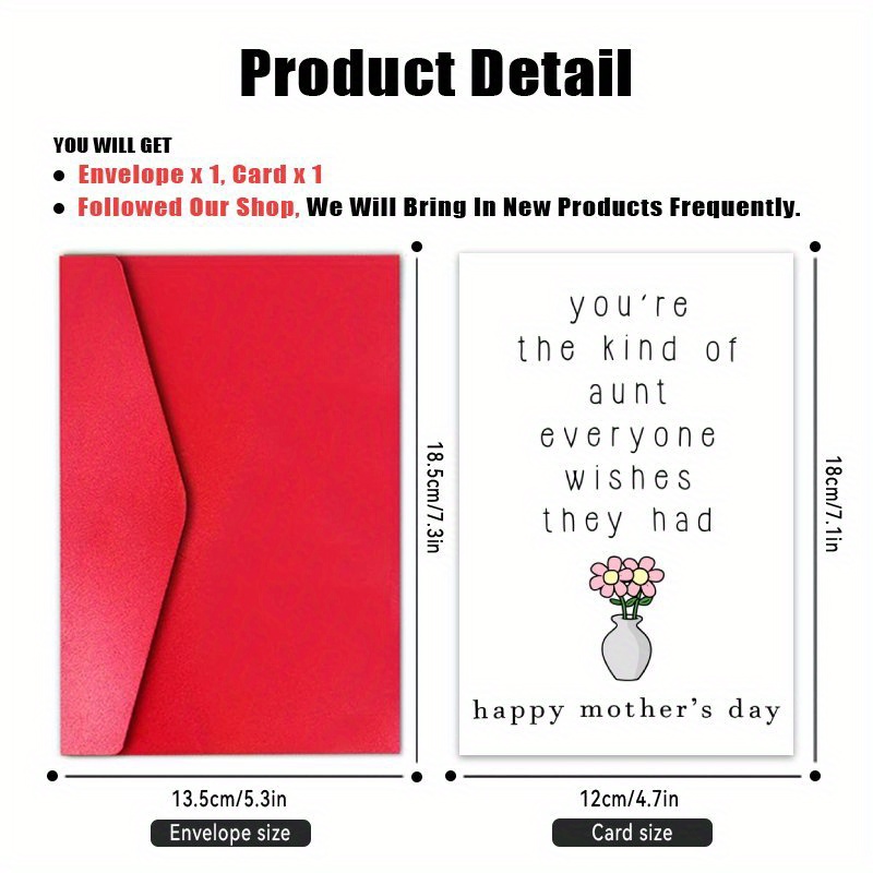 TEMU 1pc Lovely Greeting Card For Aunt, Unique Birthday Thank You Gift For Her, Older Sister, Amazing Aunt