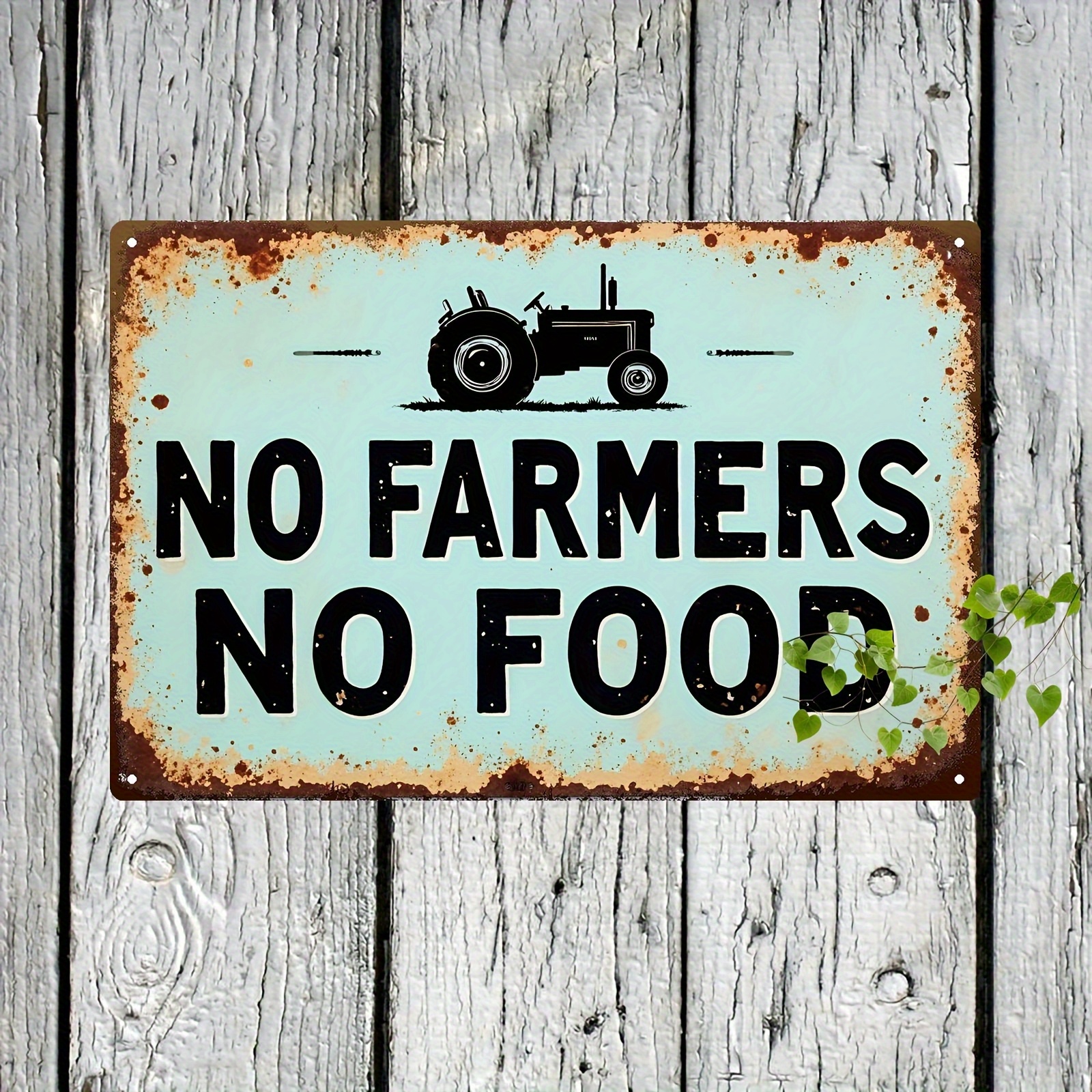 TEMU 1pc Retro Metal Sign Featuring "no No Food" With A Rustic Tractor Design, Measuring 30.48x20.32 Cm, Suitable For Wall Decoration In Homes, Bars,