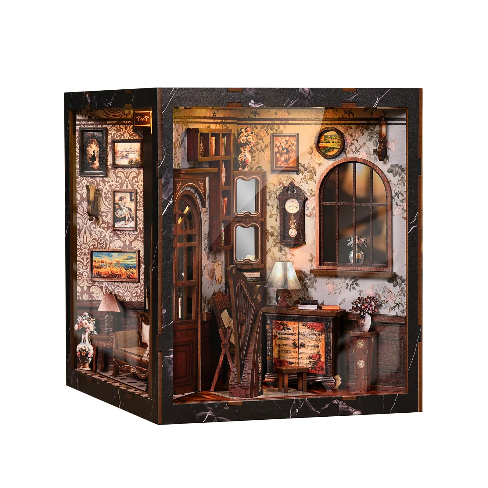 Book Nook Kits, Diy Book Nook Kit With Led Light, 3d Wooden Puzzle Miniature House Kit, Bookshelf Insert Decor Craft Gift For (european Melody)