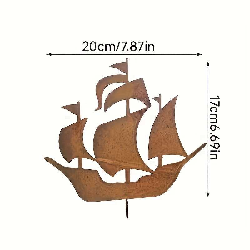 TEMU [Plat 2D] Piquet de jardin de en métal de couleur rouille fait à , sculpture d'extérieur vintage. Convient pour l'aménagement paysager rustique