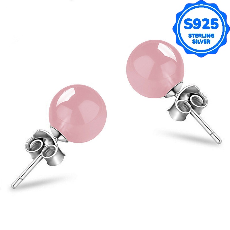 TEMU 1 Paire, Boucles d'Oreilles Mode Femme, Boucles d'Oreilles Élégantes Style Bille, Fabriquées en Argent Sterling S925 pour , Style Chinois ,