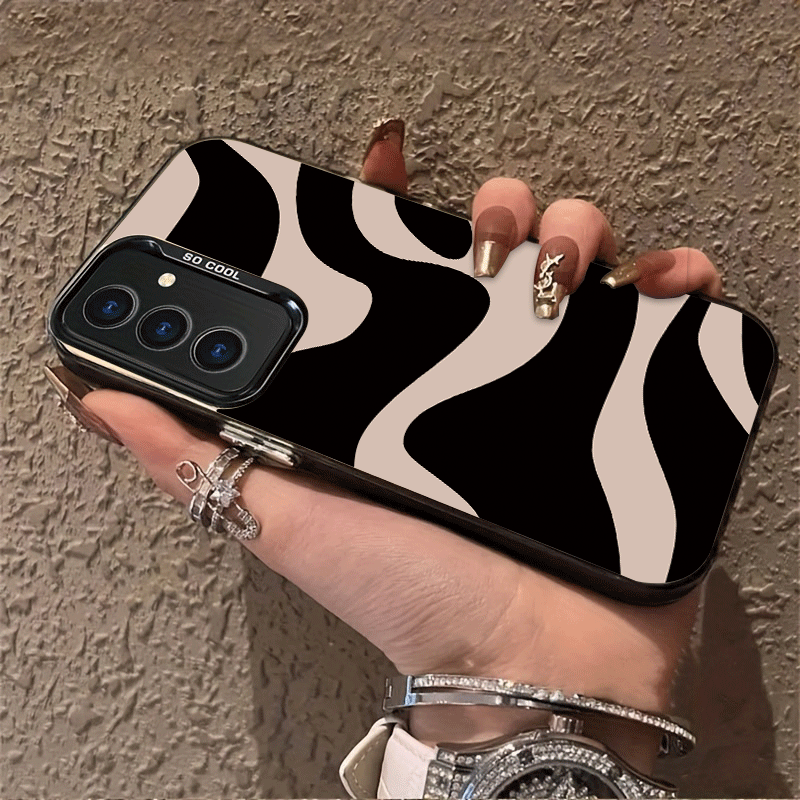 Trda ovitek za telefon: Črno-beli črtast TPU vzorec za for Galaxy