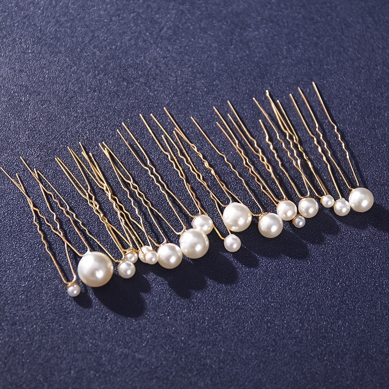 Random Size Pearl Fork Bridal Headpiece with U-Clip