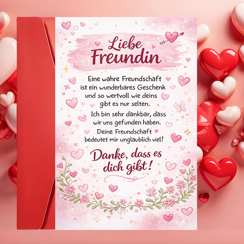 Image of 1 Greeting Card + 1 Envelope | Friendship Appreciation Card With Heart And Perfect For Thanking On Special Occasions Or Just To Show Gratitude And Love