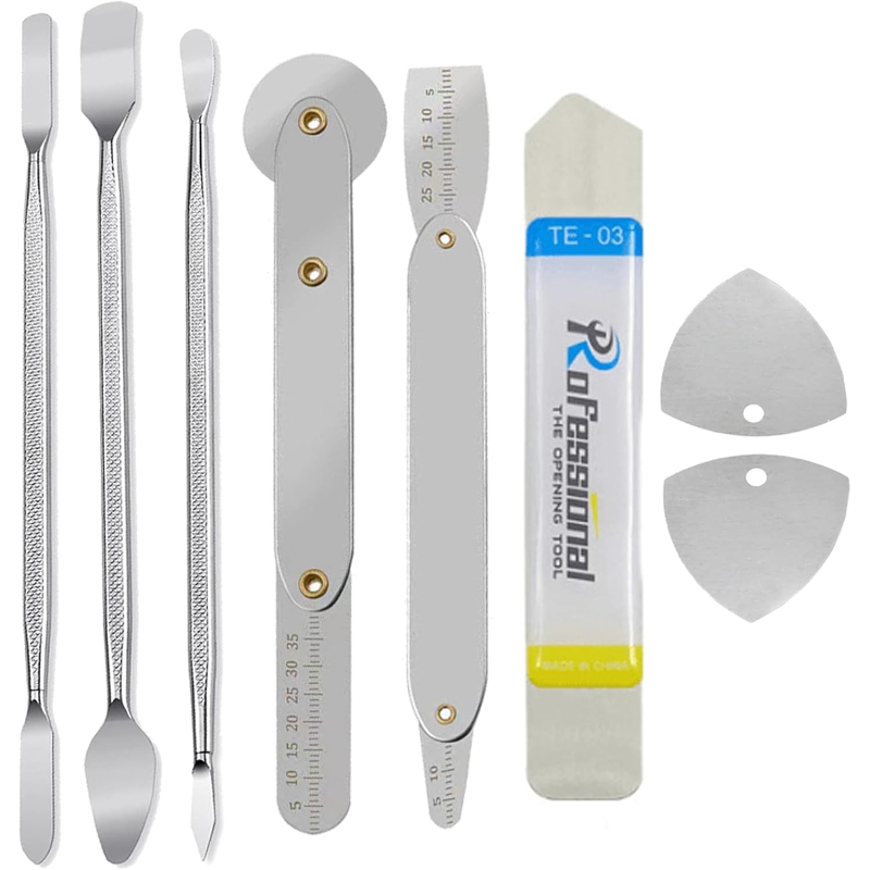 pry tool kit 8pcs opening tool metal tool kit ultra thin prying open tool for iphone laptop ipad cell phone macbook tablet computer electronics repair