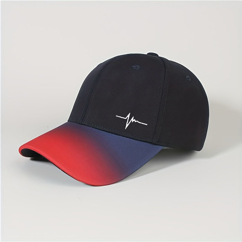 TEMU A New Gradient Color Heartbeat Print Baseball Cap, Featuring Stylish Design With A Soft Sweat-absorbing Adjustable Strap, Lightweight And