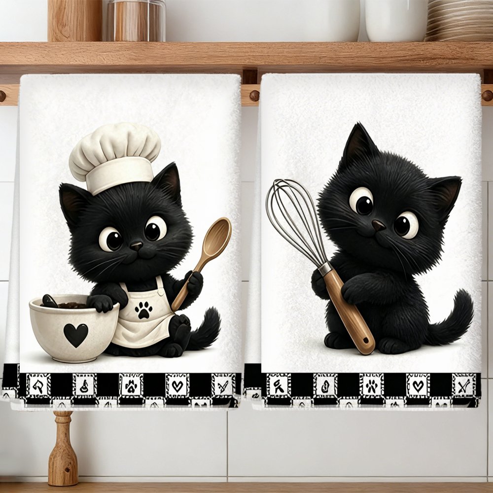 TEMU 2pcs Torchons de Cuisine, Chiffons à Vaisselle et Absorbants en Microfibre pour le Nettoyage, Cadeaux Décoratifs de Pendaison de