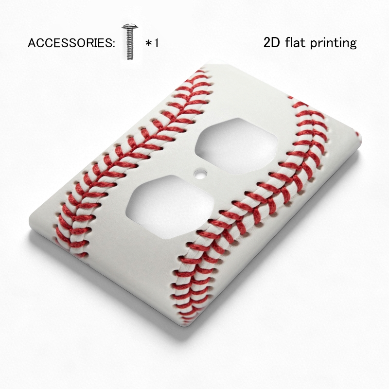 TEMU 1pc 2d Flat Printing "classic Baseball , Exquisite Stitching Details", Switch Panel Cover, Wall Decoration, Suitable For Light Switch Or Socket,