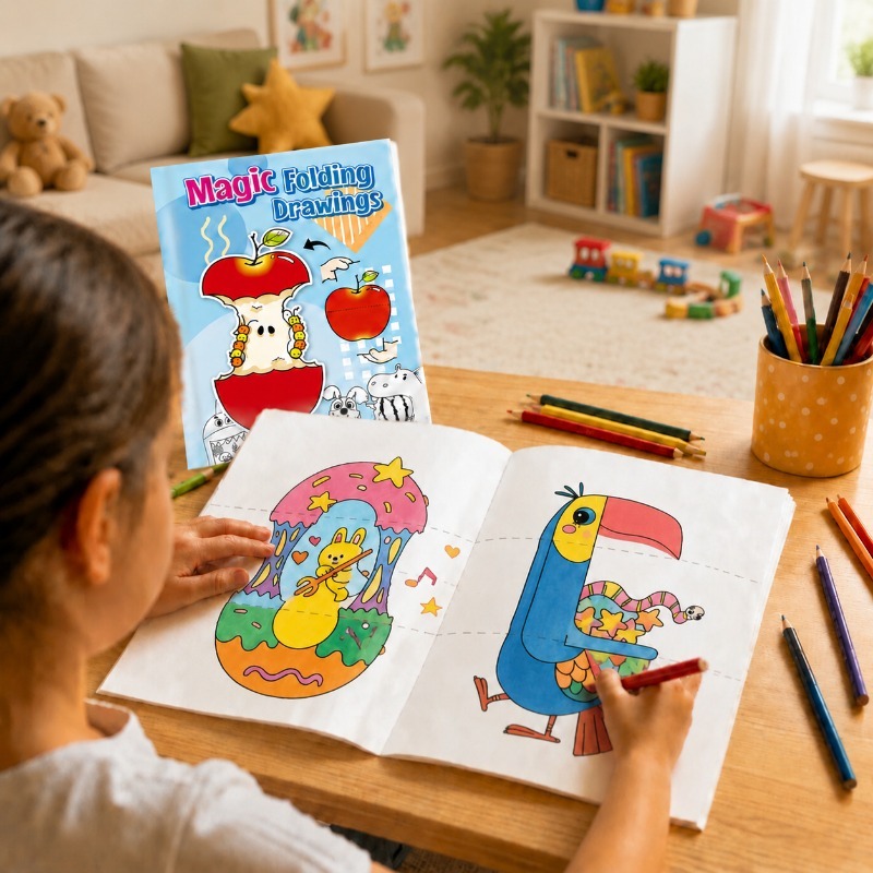 Magic Folding Coloring Book for Interactive Learning