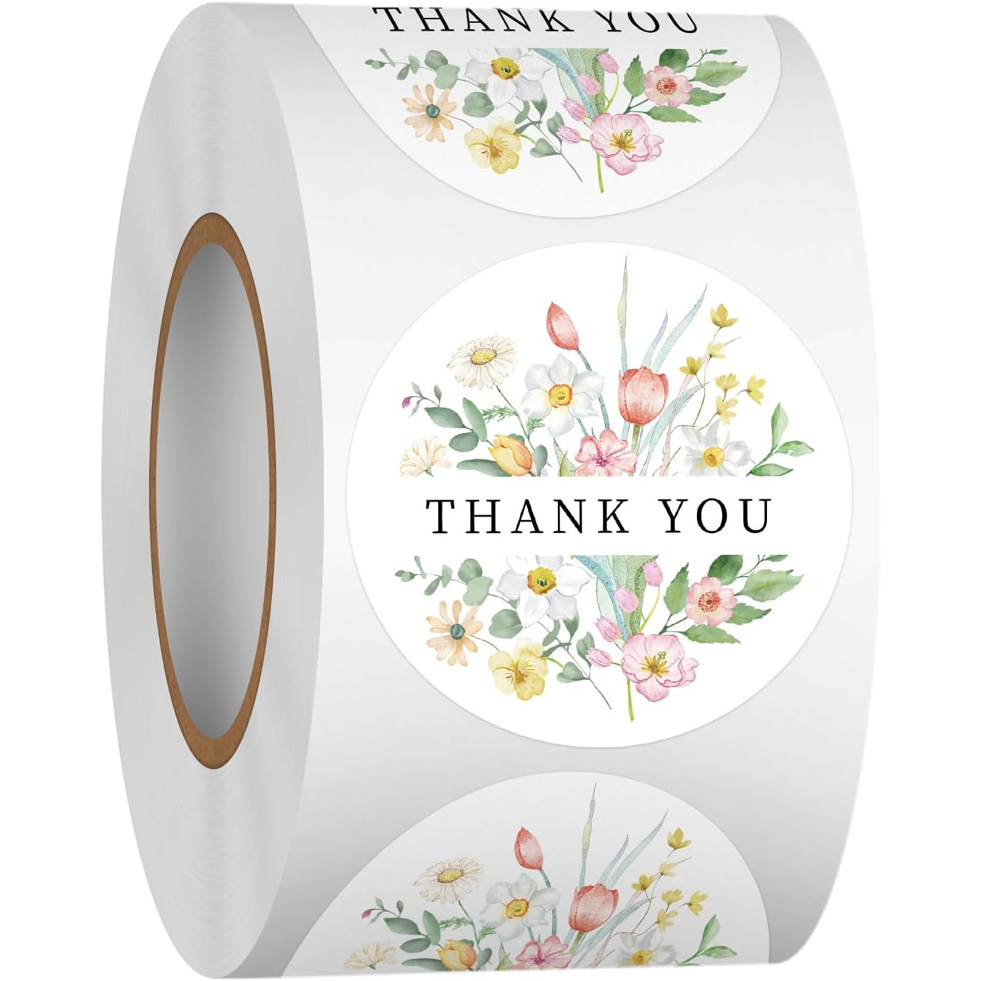TEMU Rollo de 500 pegatinas florales de agradecimiento para adultos, para empaquetar regalos, tarjetas, bolsas de dulces, sobres, artículos para