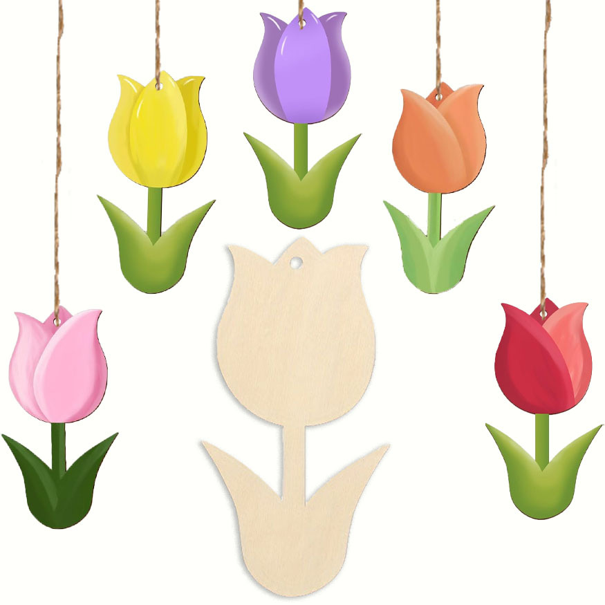 

20pcs Floral Wooden Cutouts With Holes For Diy Crafts - Home Decor, Painting Projects & Like Valentine's, Easter, Day, Birthdays & Weddings, Thanksgiving