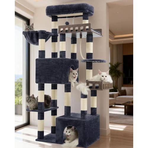 tree heavy duty tower large adult cats main coon tree tower with hammock 2 big perches 2 condos for indoor cats 20 lbs 15 scratching posts gct033g