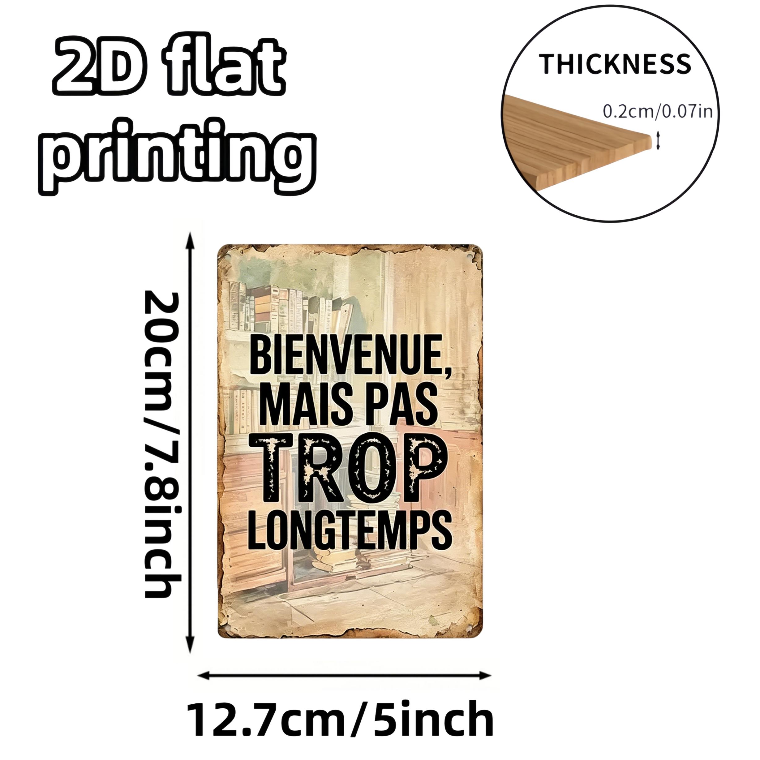 TEMU 2d Flat - 1pc Theme Vintage Wooden Welcome Sign With French ", Mais Pas Trop ". Suitable For Living Room, Kitchen, Office, Cafe, Garden, Holiday